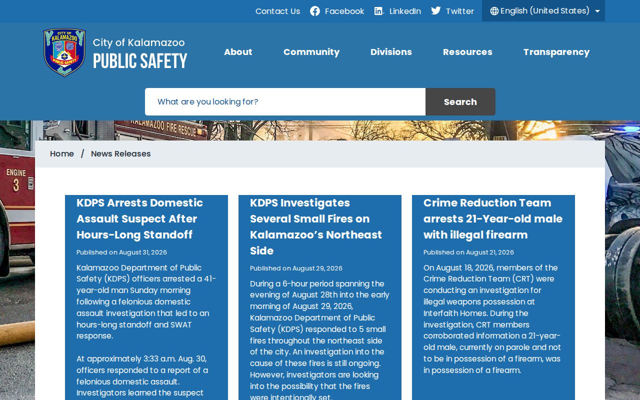 Kalamazoo recent arrests news release channel from KDPS
