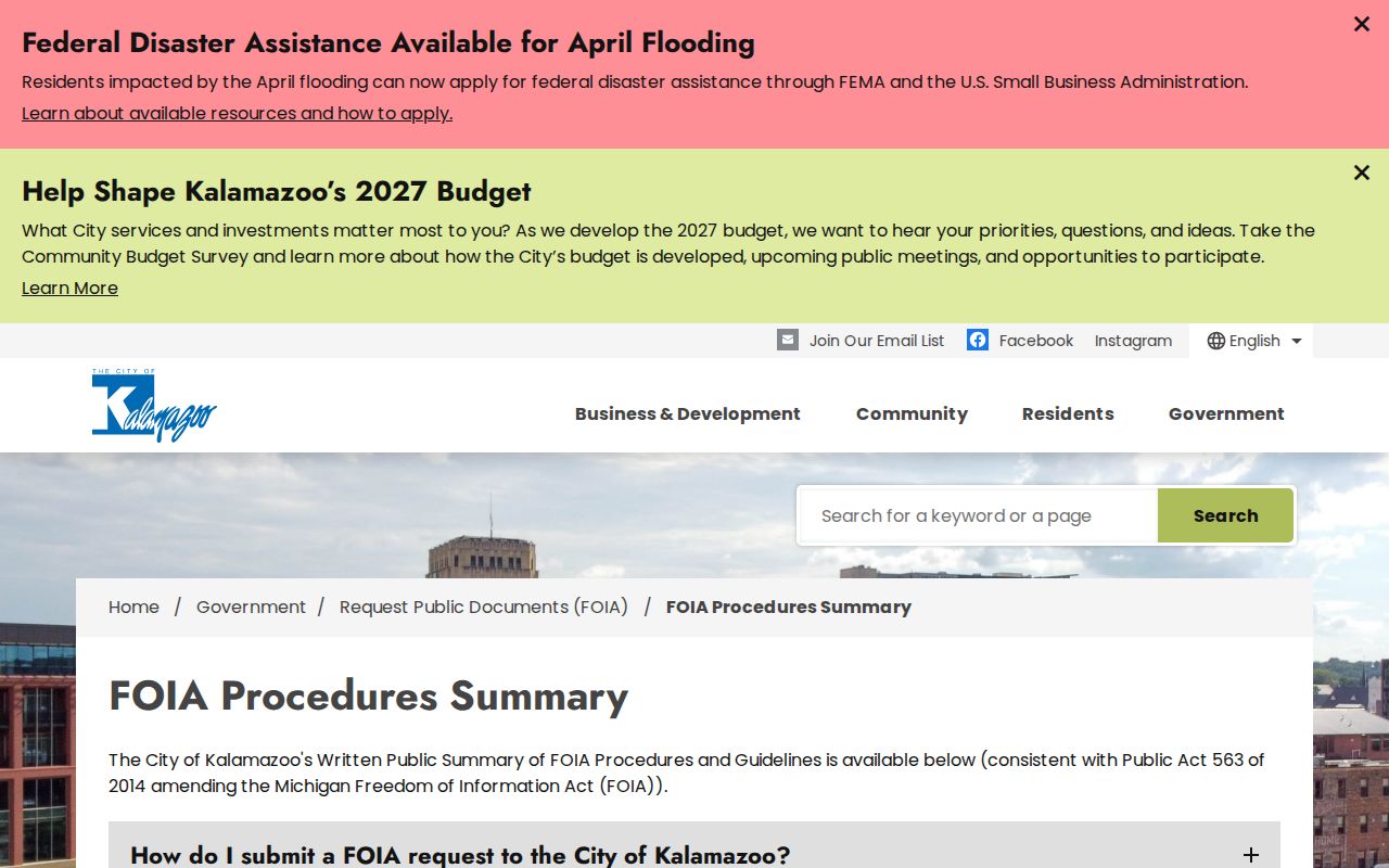 Kalamazoo arrest records request procedure